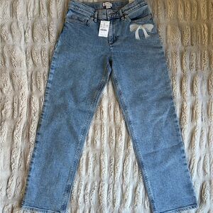 Jcrew Kids Girls' bow-embroidered vintage straight-leg jean - size 12